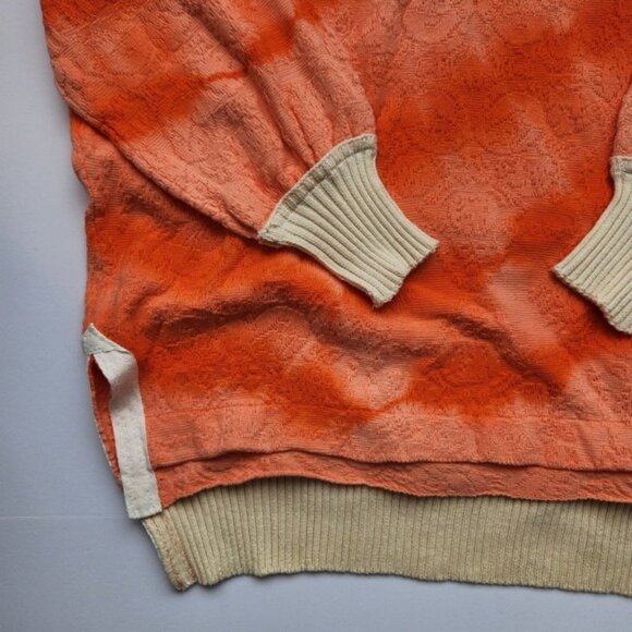 Free People Oversized Orange Peach Polo Sweater Comfy Classic Prep Casual Cute - Picture 9 of 16